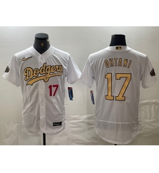 Men's Los Angeles Dodgers #17 Shohei Ohtani Number White 2022 All Star Stitched Flex Base Nike Jersey