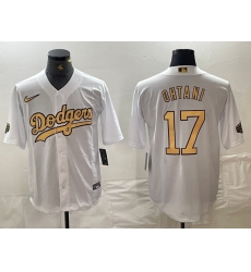 Men's Los Angeles Dodgers #17 Shohei Ohtani White 2022 All Star Stitched Cool Base Nike Jersey