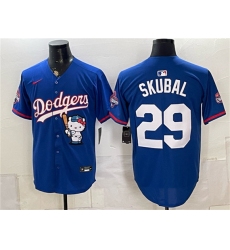 Men's Los Angeles Dodgers #29 Tarik Skubal Royal Hello Kitty Night 2025 World Series Champions Limited Stitched Baseball Jersey