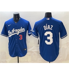 Men's Los Angeles Dodgers #3 Edwin Díaz Royal Alternate Stadium Stitched Baseball Jersey