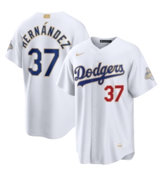 Men's Los Angeles Dodgers #37 Teoscar Hernández Nike White 2026 Gold Collection Stadium Jersey