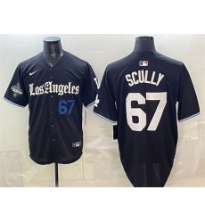 Men's Los Angeles Dodgers #67 Vin Scully Black 2025 World Series Champions Gothic Edition Vapor Premier Limited Stitched Baseball Jersey