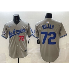 Men's Los Angeles Dodgers #72 Miguel Rojas Gray 2025 World Series Champions Limited Stitched Baseball Jersey