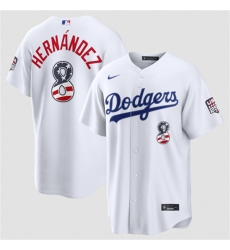 Men's Los Angeles Dodgers #8 Enrique Hernández White USA 250 Fourth of July Home Stitched Baseball Jersey