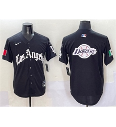 Men's Los Angeles Dodgers Team Big Logo Black Mexico 2025 LA Gothic Style With Fernando Vapor Premier Limited Stitched Baseball Jersey