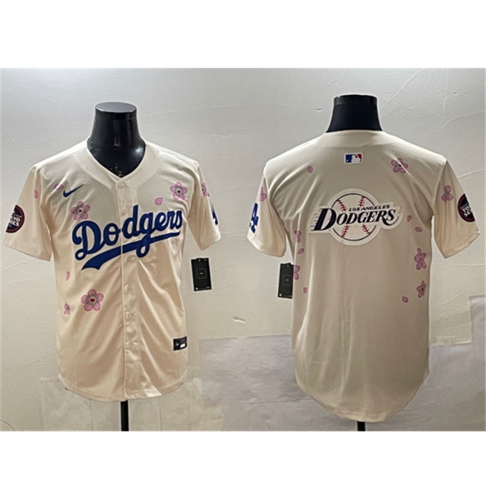 Men's Los Angeles Dodgers Team Big Logo Cream 2025 Tokyo Series Limited Stitched Baseball Jersey