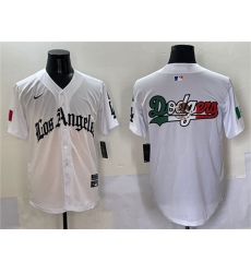 Men's Los Angeles Dodgers Team Big Logo White Mexico 2025 LA Gothic Style With Fernando Vapor Premier Limited Stitched Baseball Jersey