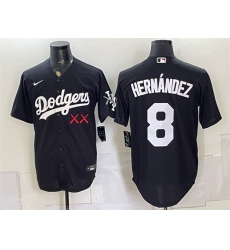 Men's Los Angeles Dodgers x KAWS #8 Enrique Hernández Black Vapor Premier Limited Stitched Baseball Jersey
