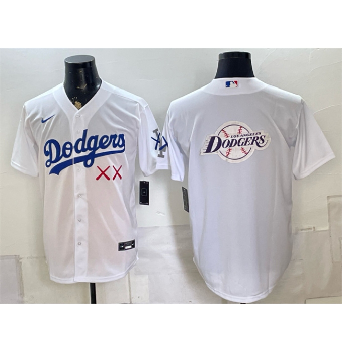 Men's Los Angeles Dodgers x KAWS Team Big Logo White Vapor Premier Limited Stitched Baseball Jersey