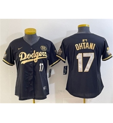 Women's Los Angeles Dodgers #17 Shohei Ohtani Black Gold 2024 World Series With Fernando Vapor Limited Stitched Baseball Jersey(Run Small)