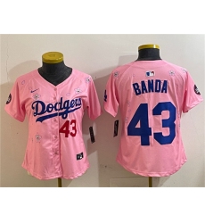 Women's Los Angeles Dodgers #43 Anthony Banda Pink 2025 Tokyo Series Limited Stitched Baseball Jersey(Run Small)