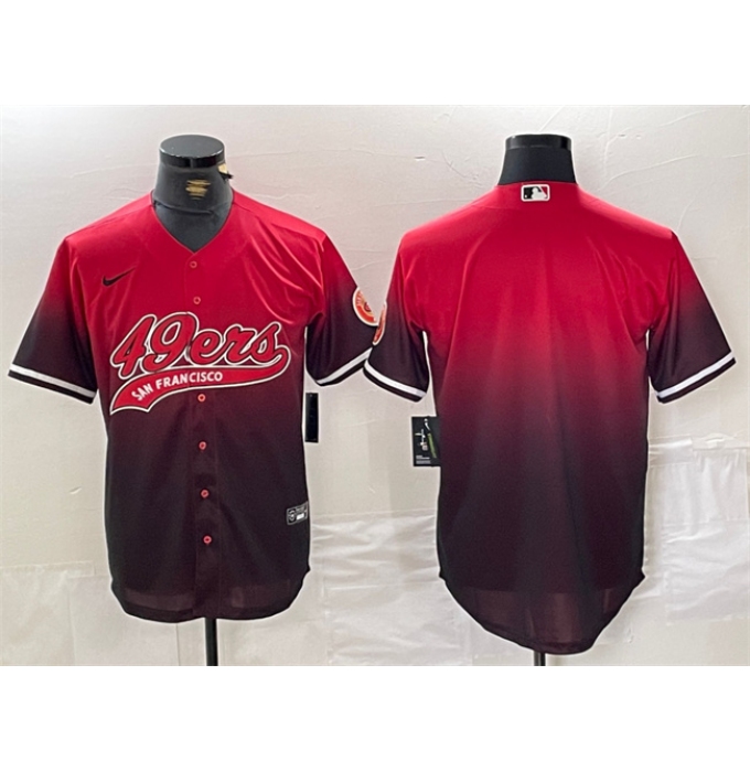 Men's San Francisco 49ers Blank Red Black With Cool Base Stitched Baseball Jersey
