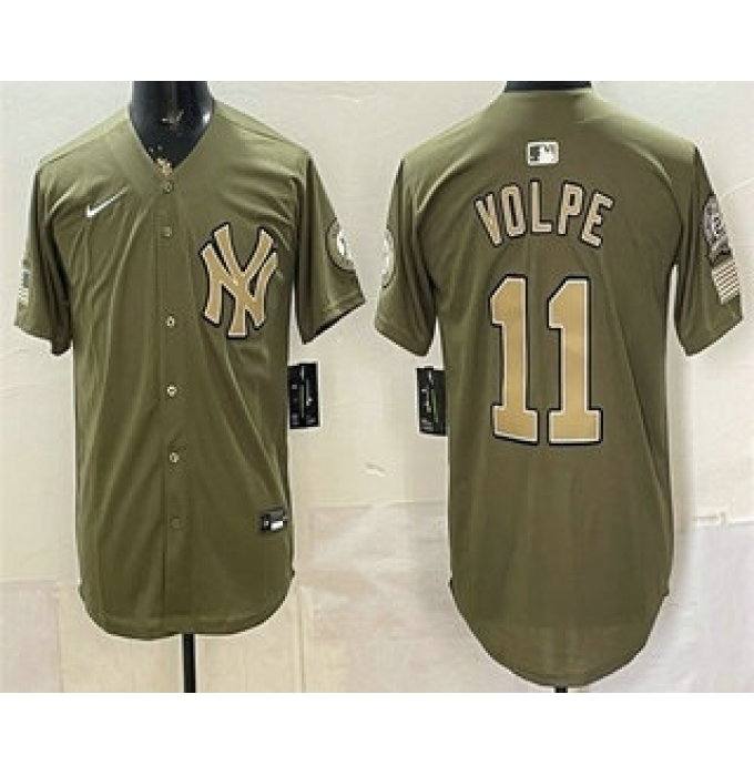 Men's New York Yankees #11 Anthony Volpe Olive 2026 Armed Forces Day Jersey