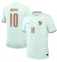 Mens France National Team #10 Kylian Mbappe Green Away 2026 FIFA World Cup Soccer Jersey
