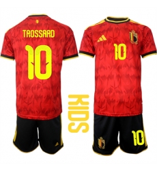 Youth Belgium #10 TROSSARD National Team FIFA x World Cup 2026 Home Red On Field Kids Jersey