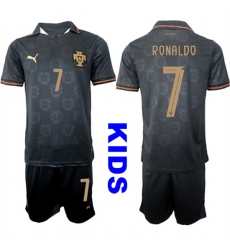 Youth Portugal #7 RONALDO National Team FIFA x World Cup 2026 Away Gray On Eusebio special edition Kids Jersey