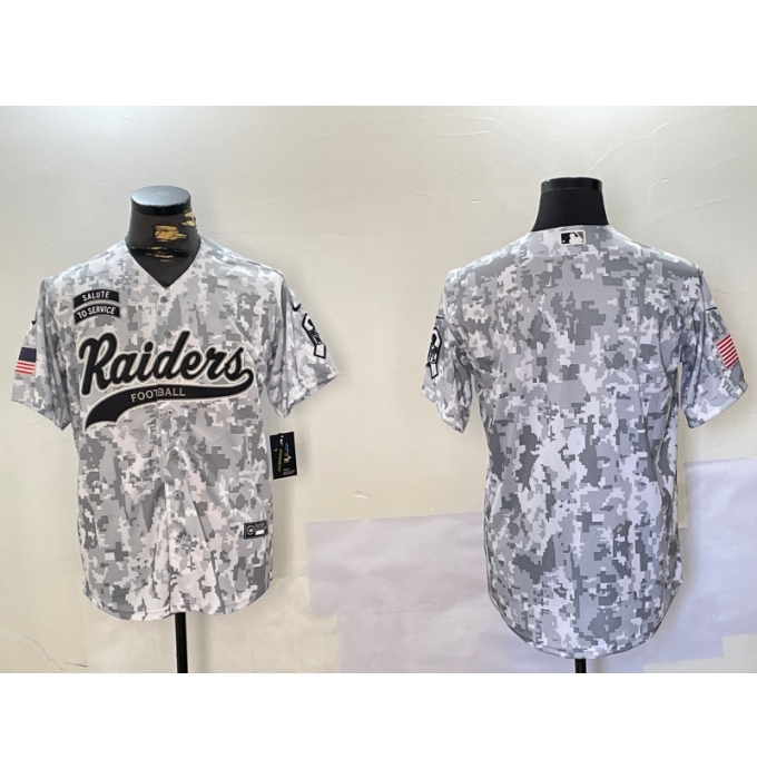 Men's Las Vegas Raiders Blank 2024 Arctic Camo Salute to Service Stitched Baseball Jersey