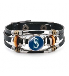 Seattle Mariners MLB Pro football team jewel cowhide bracelet leather hand jewelry