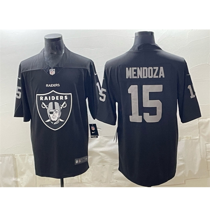 Men's Las Vegas Raiders #15 Fernando Mendoza Black Team Big Logo Vapor Untouchable Limited Football Stitched Jersey