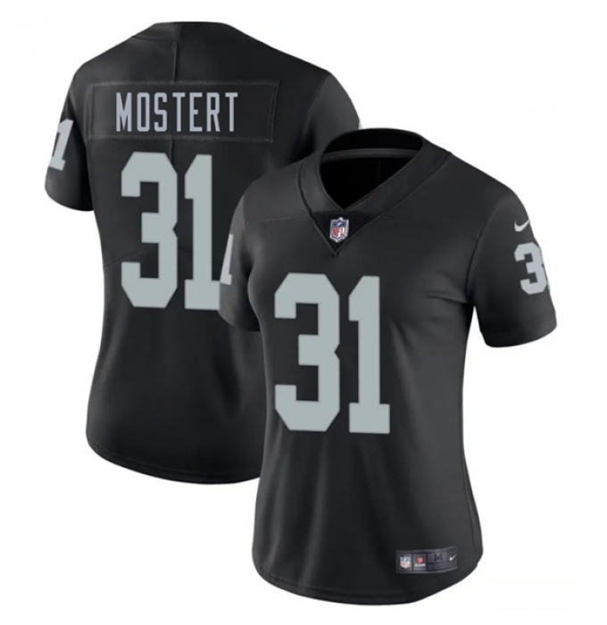 Women's Las Vegas Raiders #31 Raheem Mostert Black 2025 Vapor Football Stitched Jersey(Run Small)