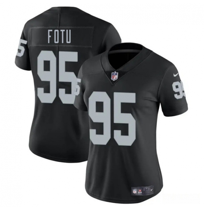 Women's Las Vegas Raiders #95 Leki Fotu Black 2025 Vapor Football Stitched Jersey(Run Small)