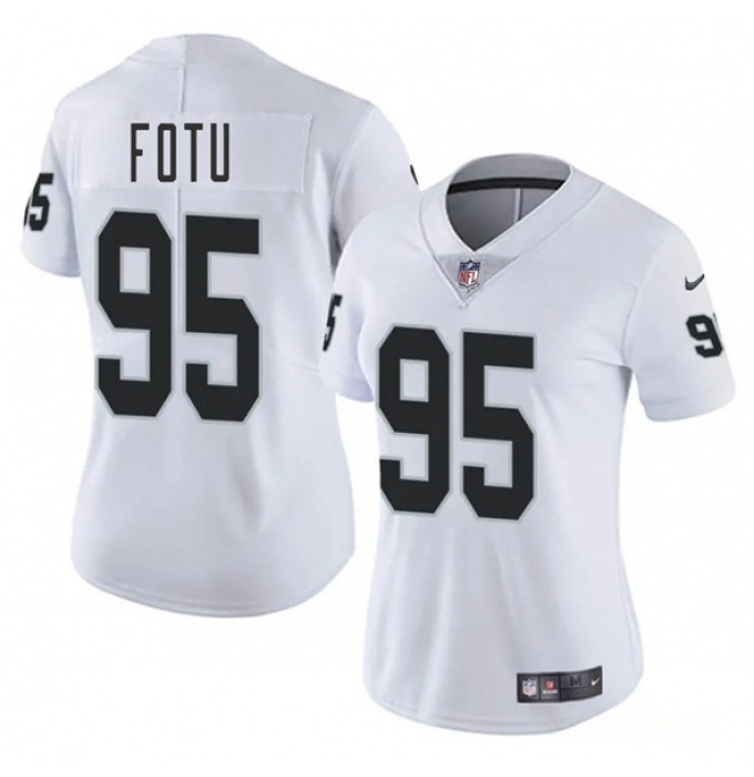 Women's Las Vegas Raiders #95 Leki Fotu White 2025 Vapor Football Stitched Jersey(Run Small)