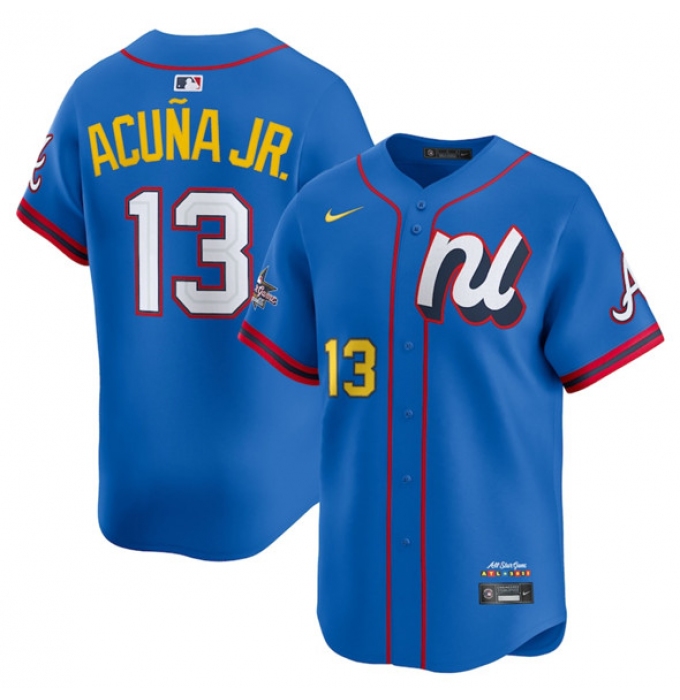 Men's National League #13 Ronald Acuna Jr. Blue 2025 All-Star Edition Limited Stitched Baseball Jersey