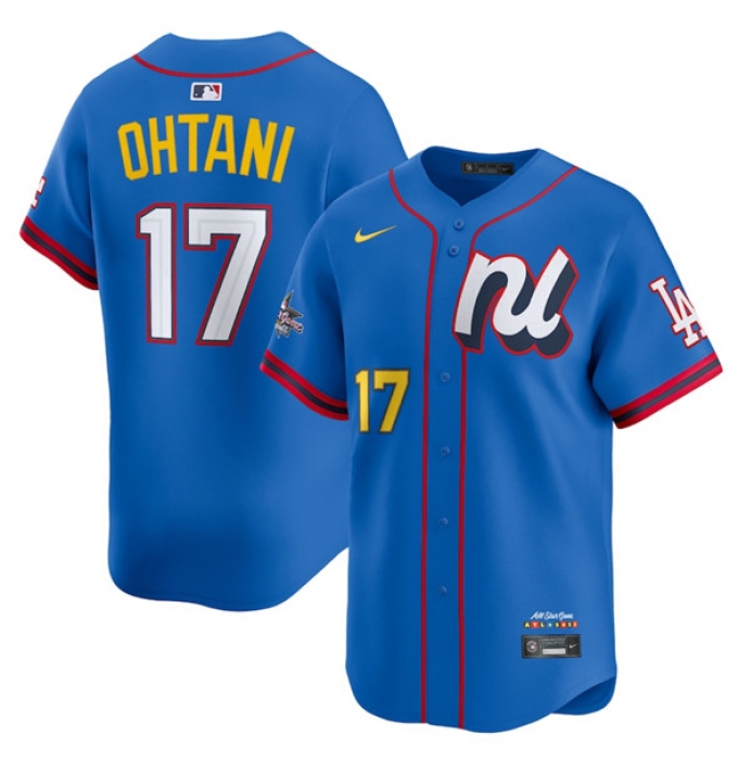 Men's National League #17 Shohei Ohtani Blue 2025 All-Star Edition Limited Stitched Baseball Jersey