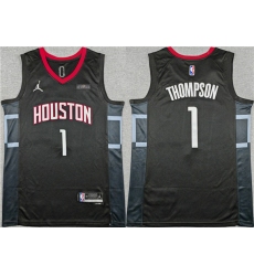 Men's Houston Rockets #1 Amen Thompson Black Statement Edition Stitched Jersey