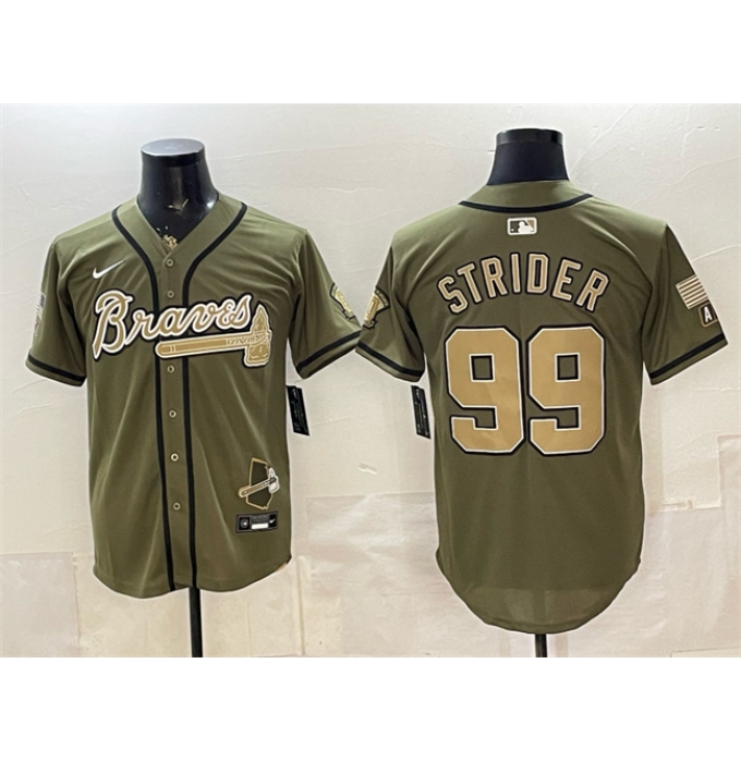 Men's Atlanta Braves #99 Spencer Strider Olive 2026 Armed Forces Day Stitched Baseball Jersey