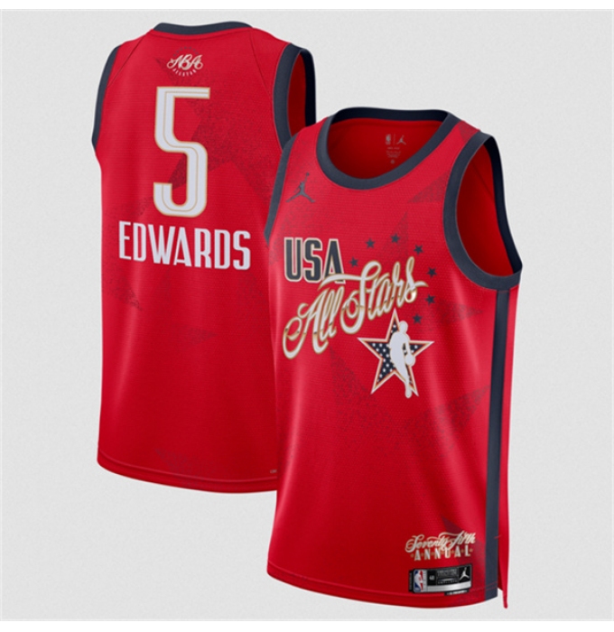 Men's 2026 All-Star #5 Anthony Edwards Red Stitched Basketball Jersey