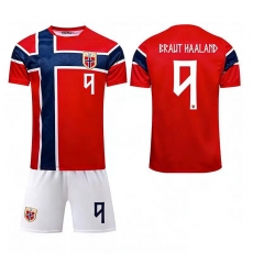 2026 FIFA World Cup Norway Kit Soccer Home #9 Braut Haaland Jersey Set