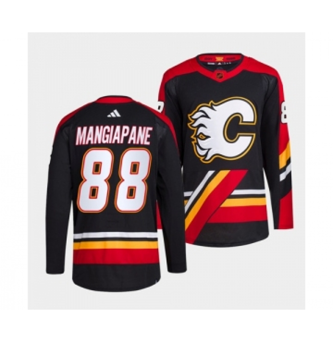 Men's Calgary Flames #88 Andrew Mangiapane Black 2022-23 Reverse Retro Stitched Jersey