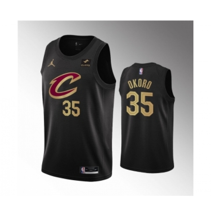 Men's Cleveland Cavaliers #35 Isaac Okoro Black Statement Edition Stitched Basketball Jersey