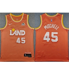Men's Cleveland Cavaliers #45 Donovan Mitchell Orange 2025 City Edition Stitched Jersey