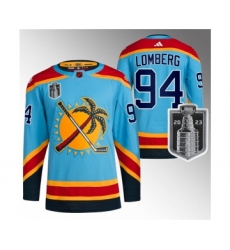 Men's Florida Panthers #94 Ryan Lomberg Blue 2023 Stanley Cup Final Reverse Retro Stitched Jersey