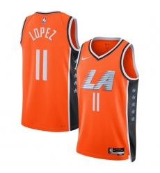 Men's Los Angeles Clippers #11 Brook Lopez Orange 2025-26 City Edition Swingman Stitched Jersey