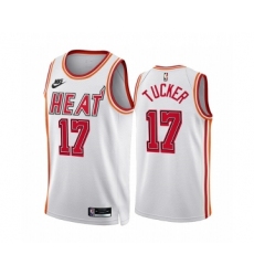 Men's Miami Heat #17 P.J. Tucker White Classic Edition Stitched Basketball Jersey