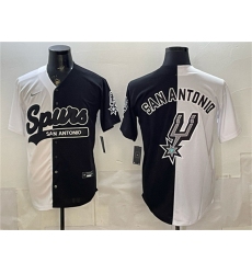 Men's San Antonio Spurs Team Big Logo White Black Stitched Jersey