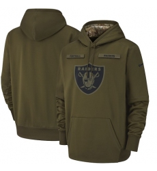 Men's Oakland Raiders Nike Olive Salute to Service Sideline Therma Performance Pullover Hoodie