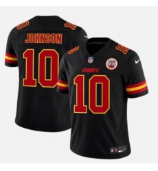 Men’s Kansas City Chiefs #10 Emmett Johnson Vapor Black Red Limited Black Stitched Jersey