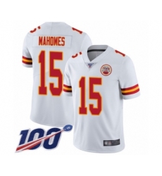 Youth Nike Kansas City Chiefs #15 Patrick Mahomes White Vapor Untouchable Limited Player 100th Season NFL Jersey
