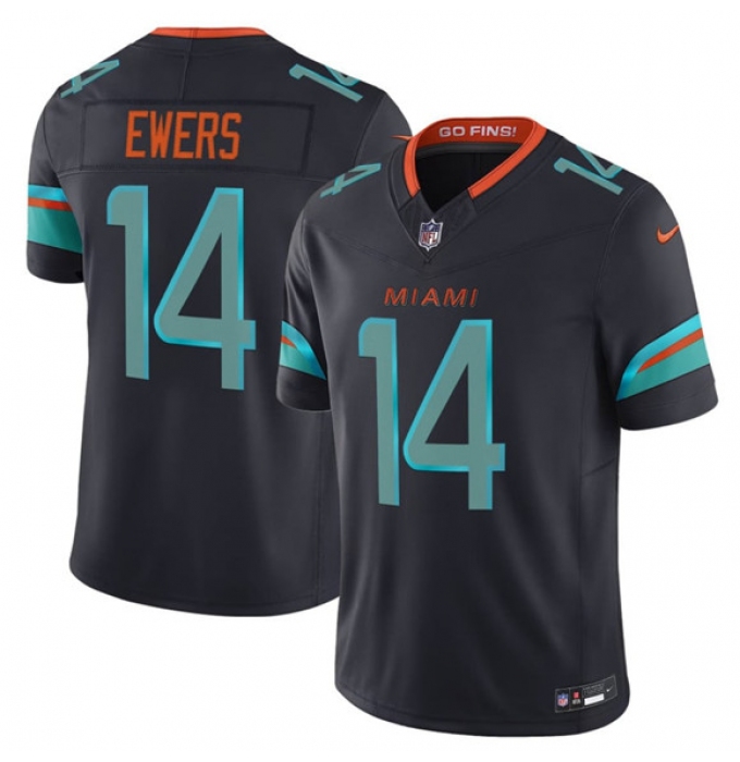 Men's Miami Dolphins #14 Quinn Ewers Black 2025 F.U.S.E. “Rivalries” Vapor Limited Football Stitched Jersey