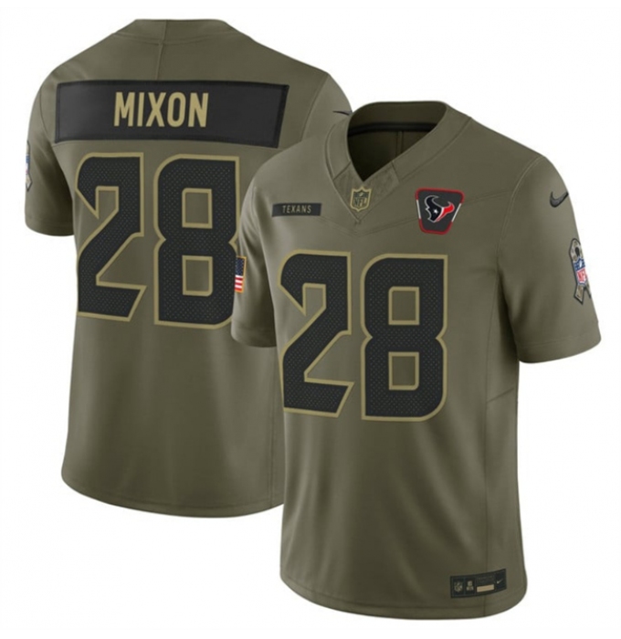 Men's Houston Texans #28 Joe Mixon Olive 2025 F.U.S.E. Salute to Service Limited Football Stitched Jersey