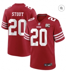 Men's San Francisco 49ers #7 Stout Red 80th Anniversary Patch 2026 Stitched Football Jersey
