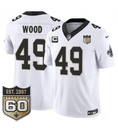 Men's New Orleans Saints #49 Zach Wood White 2026 F.U.S.E With 4-Star C And 60th Anniversary Vapor Limited Football Stitched Jersey