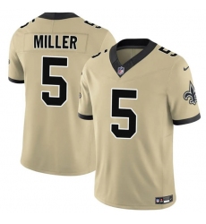 Men's New Orleans Saints #5 Kendre Miller Gold 2025 F.U.S.E. Alternate Vapor Limited Football Stitched Jersey