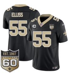 Men's New Orleans Saints #55 Kaden Elliss Black 2026 F.U.S.E With 1-Star C And 60th Anniversary Vapor Limited Football Stitched Jersey
