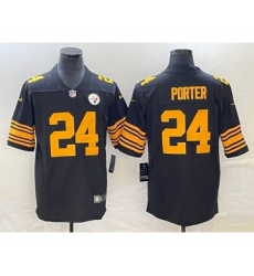 Men's Pittsburgh Steelers #24 Joey Porter Jr. Black 2023 Draft Color Rush Limited Stitched Jersey