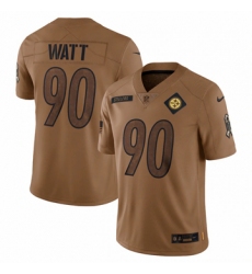 Men's Pittsburgh Steelers #90 T.J. Watt Nike Brown 2023 Salute To Service Limited Jersey